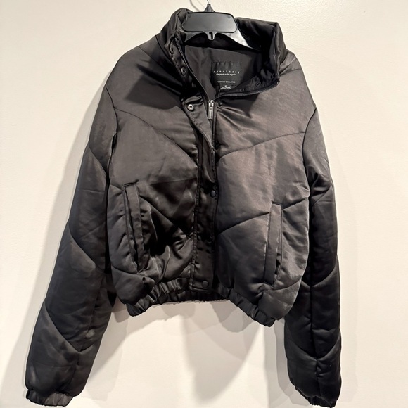 Sanctuary Womens Davis Black Chevron Puffer Short Quilted Coat Outerwear New XS - Picture 12 of 14